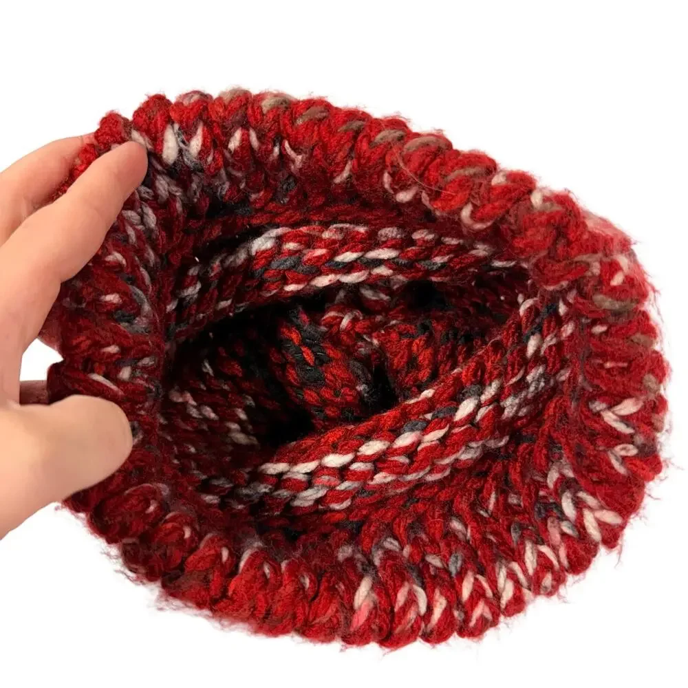 Journey 2167 Red Knitted Beanie Hat Soft Chunky Cozy Warm